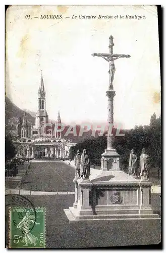 Ansichtskarte AK Lourdes Le Calvaire Breton et la Basilique