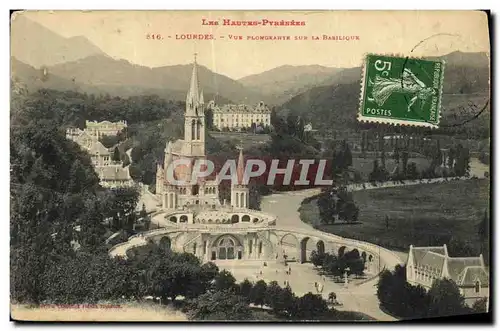 Cartes postales Lourdes Vue Plongeante sur la Basilique