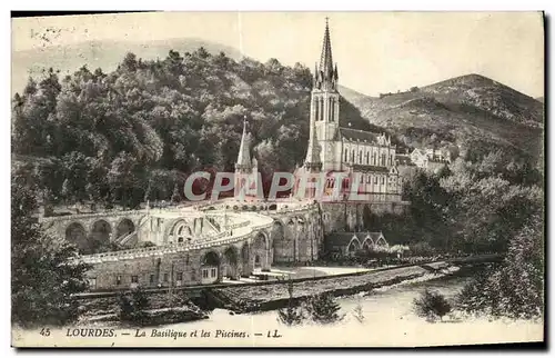 Ansichtskarte AK Lourdes La Basilique et les Piscines