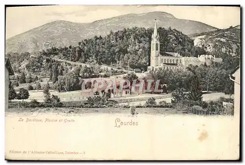 Cartes postales Lourdes La Basilique Piscine et Grotte