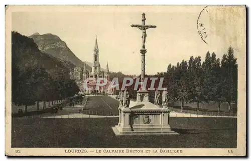 Ansichtskarte AK Lourdes Le Calvaire Breton Et La Basilique