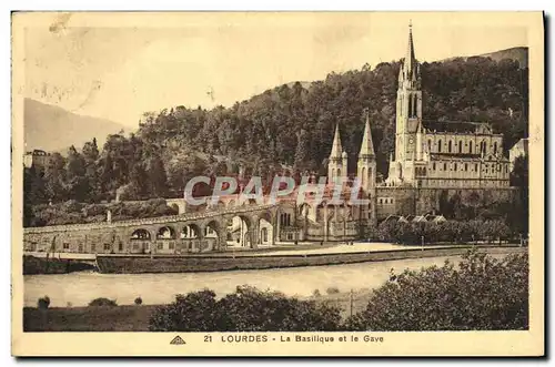 Cartes postales Lourdes La Basilique et le Gave