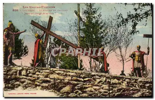 Ansichtskarte AK Lourdes 11eme station du calvaire Jesus est charge de sa croix