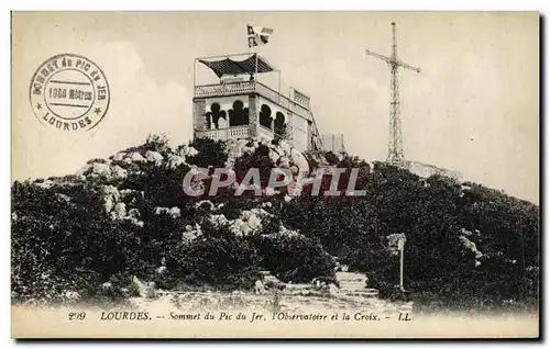 Cartes postales Lourdes Sommet du Pic du Jer l Observatoire et la Croix