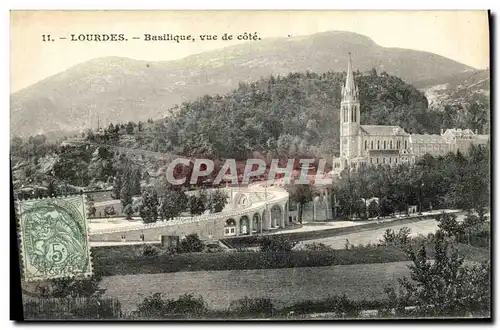 Cartes postales Lourdes Basilique vue de cote