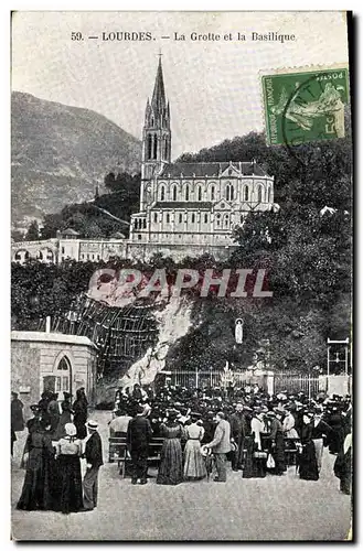 Cartes postales Lourdes La Grotte la Basilique