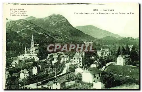 Ansichtskarte AK Lourdes Vue Generale sur la Basilique de La Route de Pau