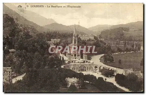 Cartes postales Lourdes La Basilque et l Esplanade