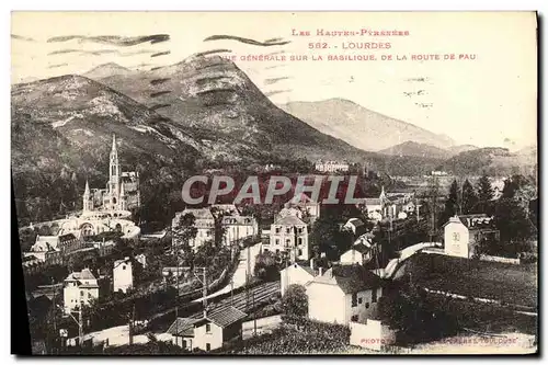Cartes postales Lourdes Vue Generale La Basilique de la Route de Pau