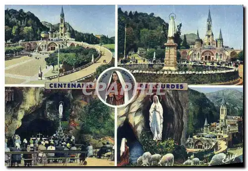 Cartes postales Lourdes La Basilique la Vierge Couronnee l Apparition la Grotte Miraculeuse