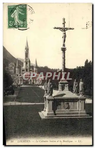 Ansichtskarte AK Lourdes La Calvaire breton et la Basilique