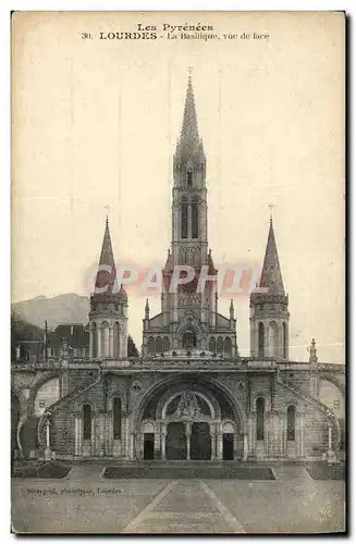 Cartes postales Lourdes La Basilique Vue de face