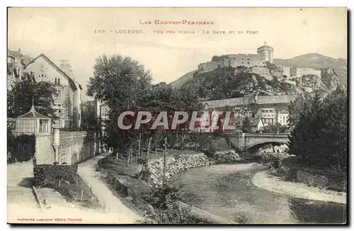 Cartes postales Lourdes Vue de Villas Le Gave et le Fort
