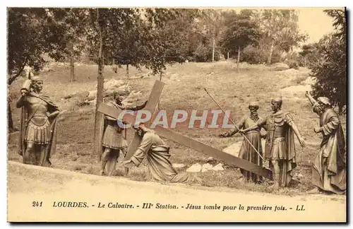 Cartes postales Lourdes Le Calvaire lll e Station Jesus tombe pour la permiere tois