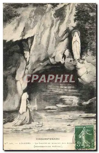 Ansichtskarte AK Cinquantenaire Lourdes La Grotte au Moment Des apparitions