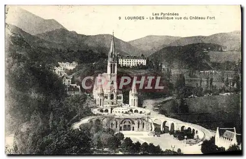 Ansichtskarte AK Lourdes La Basilique vue du Chateau Fort