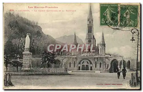 Cartes postales Lourdes La Vierge Canonisee et la Basilique