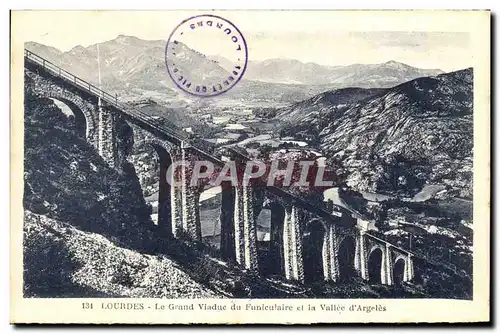 Ansichtskarte AK Lourdes Le grand Viaduc du Funiculaire et la Valle d Argeles