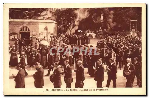 Cartes postales Lourdes La Grotte Depart de la Procession