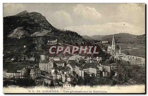 Cartes postales Lourdes Vue generale sur la Basilique