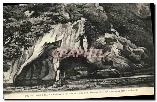 Ansichtskarte AK Lourdes La Grotte au Monent des Apparitions en 1858