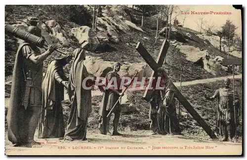 Ansichtskarte AK Lourdes lV e Station du Calvaire Jesus rencontre sa tres Sainte Mere