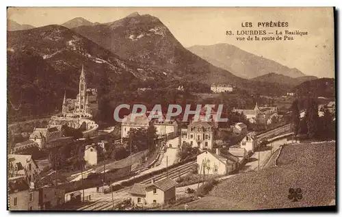 Cartes postales Lourdes La Basilique vue de la route de Pau