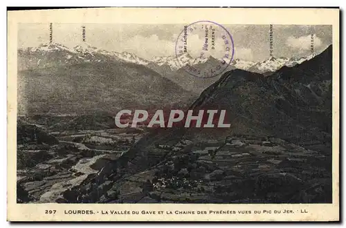 Cartes postales Lourdes La Vallee du Gave et la Chaine des Pyrenees vues du Pic du Jer