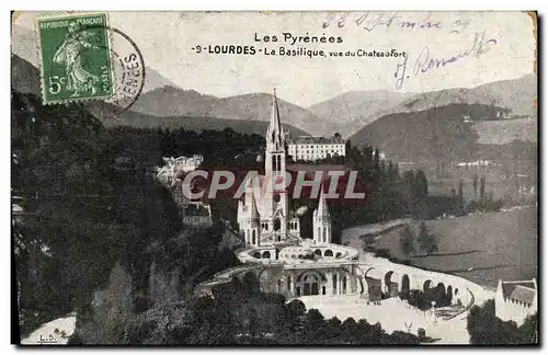 Ansichtskarte AK Lourdes La Basilique vue du Chateau Fort