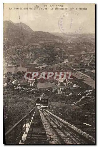 Cartes postales Lourdes Le Funiculaire du Pic du Jer Le crosement sur le Viaduc