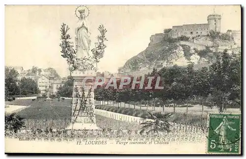 Cartes postales Lourdes Vierge Couronnee et Chateau