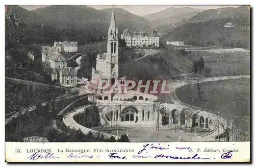 Cartes postales Lourdes La Basilique Vue Plongeante