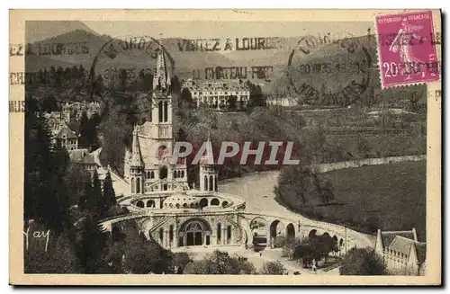 Ansichtskarte AK Lourdes La Basilique Vue du Chateau Fort