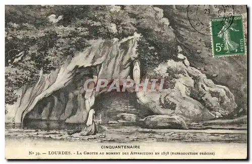 Ansichtskarte AK Lourdes La Grotte au Moment des Apparitions en 1858