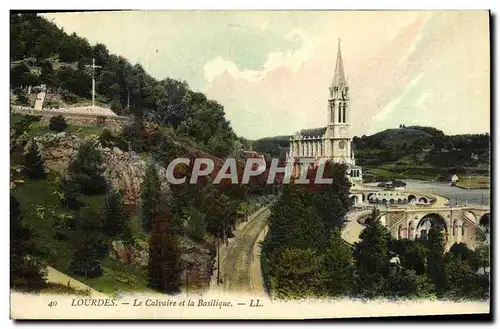 Ansichtskarte AK Lourdes Le Calvaire et la Basilique