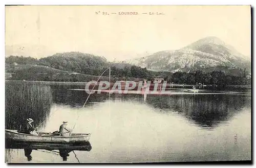 Cartes postales Lourdes Le lac Peche Pecheurs