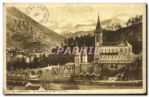Cartes postales Lourdes La Basilique et les Pyreness