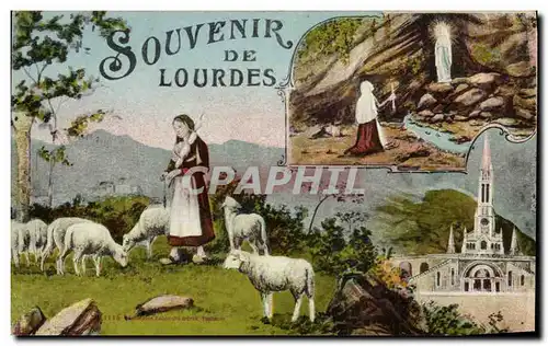 Cartes postales Lourdes Souvenir Bernadette Moutons