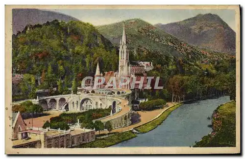 Cartes postales Lourdes La Basilique et le Gave
