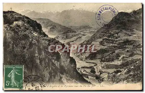 Cartes postales Lourdes La vallee d Argeles et les Pyrenees vues du Pic de Jer