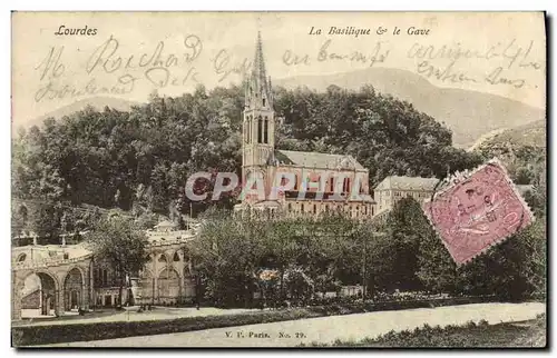 Cartes postales Lourdes La basilique et le Gave