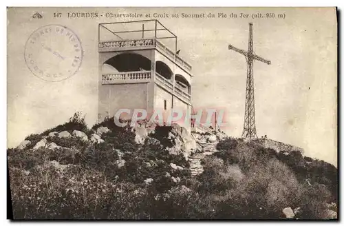 Cartes postales Lourdes Observatoire et Croix au Sommet du Pic