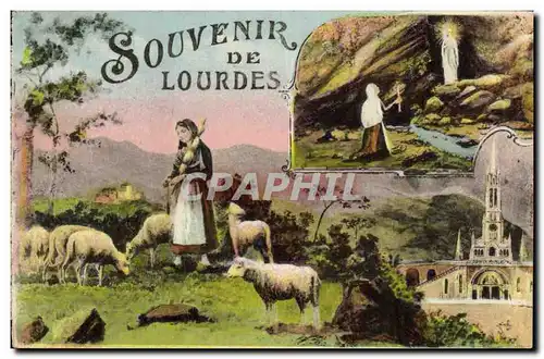 Cartes postales Lourdes Souvenir Bernadette Moutons