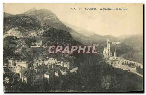 Ansichtskarte AK Lourdes La Basilique et le Calvaire