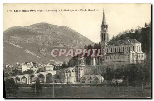 Ansichtskarte AK Lourdes La Basilique et le pic du Grand Jer