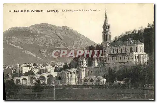 Cartes postales Lourdes La Basilique et le pic du Grand Jer