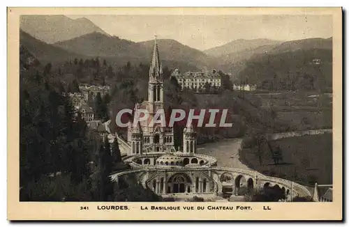 Cartes postales Lourdes La Basilique Vue Du Chateau Fort