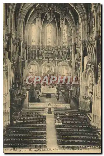 Cartes postales Lourdes La Basilique Interieure