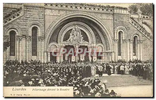 Ansichtskarte AK Lourdes Pelerinage devant le Rosaire