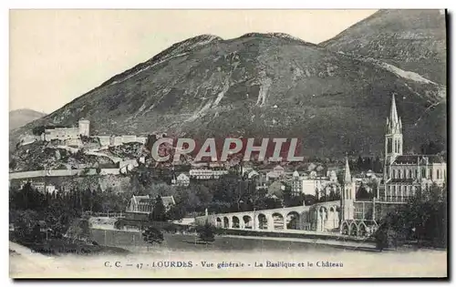 Cartes postales Lourdes Vue Generale La Basilique et le Chateau